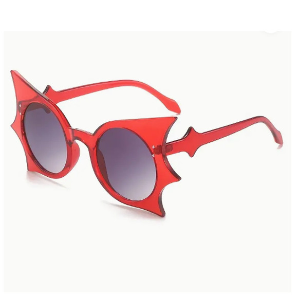 unknown Accessories - Red Oversized Bat Wing Sunglasses - Halloween Vamp Gothic Glasses With Case